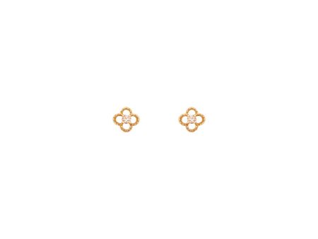 Michella 18 Ct Gold Diamond Flower Earring Basic Supply