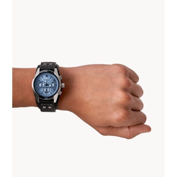 Fossil Coachman Men s Chronograph Black Leather Watch Online Hot Sale