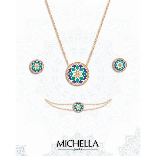 Michella 18 Ct Gold Diamond Earring With Enamel Basic Sale