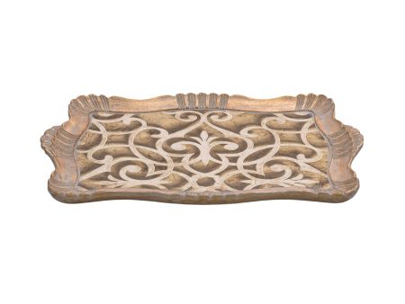 Sezzatini Medium Carved Rectangular Tray, Size: 34x48 Cm Online