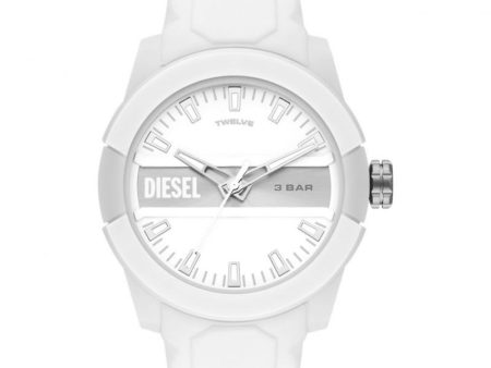 Diesel Men s Double Up Three-Hand White Silicone Watch Discount