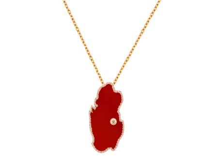 Michella 18 Ct Gold Diamond Qatar Map  Necklace With Enamel Basic For Cheap