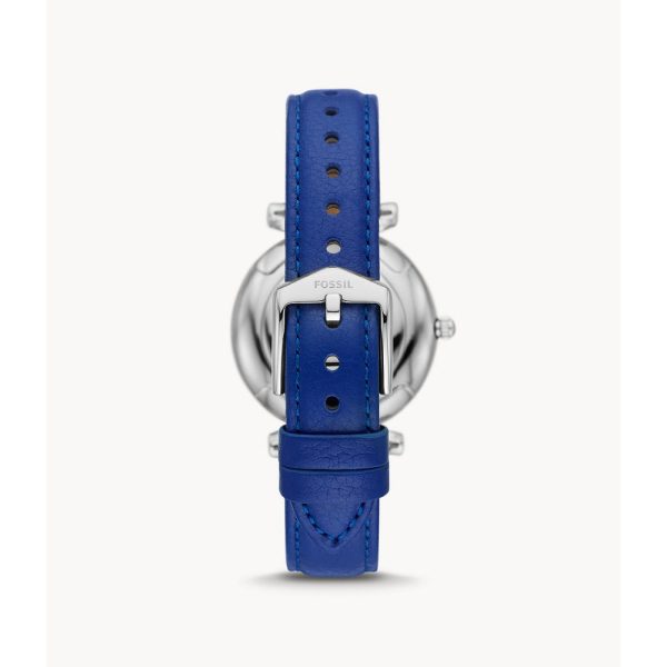 Fossil Carlie Women s Two-Hand Blue Eco Leather Watch on Sale