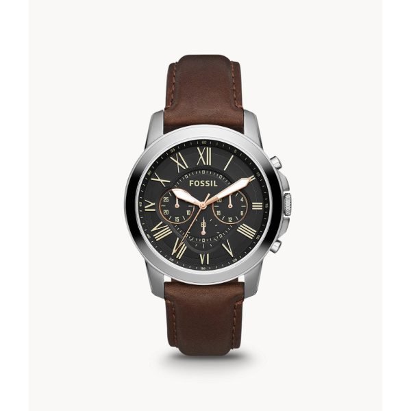 Fossil Grant Men s Chronograph Brown Leather Watch Hot on Sale