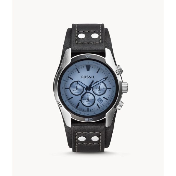 Fossil Coachman Men s Chronograph Black Leather Watch Online Hot Sale