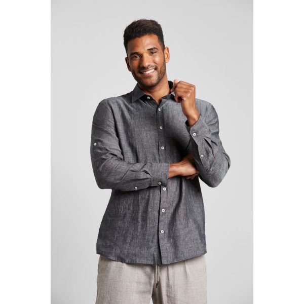 Bugatti Men s Leisure Shirt in a Linen-cotton Blend Online Hot Sale