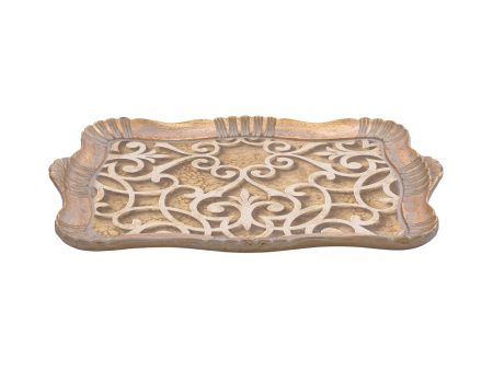 Sezzatini Large Carved Rectangular Tray, Size:  38x55 Cm Online Hot Sale