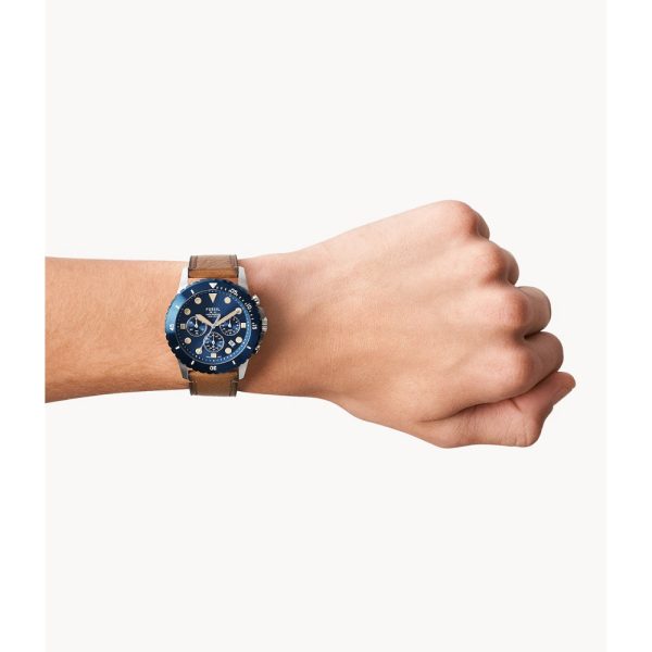 Fossil FB-01 Men s Chronograph Tan Eco Leather Watch Online Hot Sale