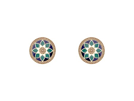 Michella 18 Ct Gold Diamond Earring With Enamel Basic Sale