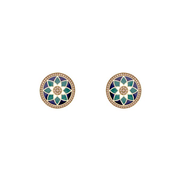 Michella 18 Ct Gold Diamond Earring With Enamel Basic Sale