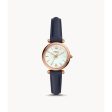 Fossil Carlie Women s Mini Three-Hand Navy Leather Watch on Sale