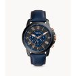 Fossil Grant Men s Chronograph Navy Leather Watch Fashion