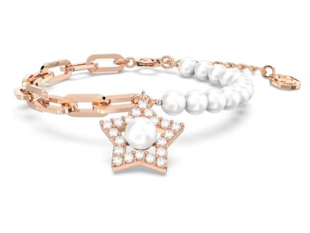 Swarovski Stella Bracelet Crystal pearls Star White Rose gold-tone plated  MEDIUM Hot on Sale