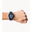 Fossil Bronson Men s Chronograph Navy Stainless Steel Watch For Sale