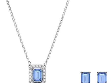 Swarovski Millenia Sets Necklace and Earrings Octagon cut Blue Rhodium plated  ONE SIZE Fashion