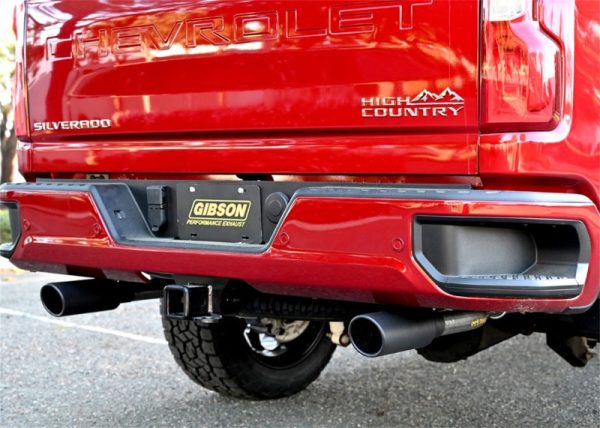 Gibson 20-21 Chevy Silverado 6.6L 2.5in Cat-Back Dual Split Exhaust System Stainless - Black Elite Hot on Sale